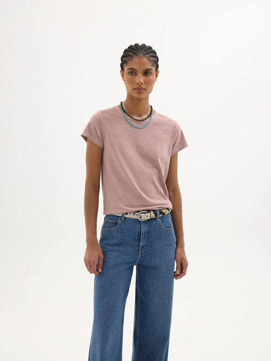 Slim Fit Slub Crew T-Shirt - Rosewood Pink