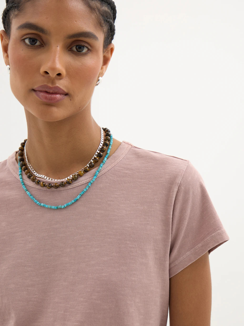 Rose pink slub t-shirt.