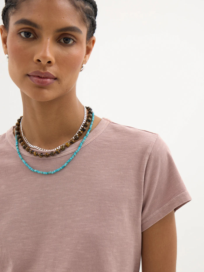 Rose pink slub t-shirt.