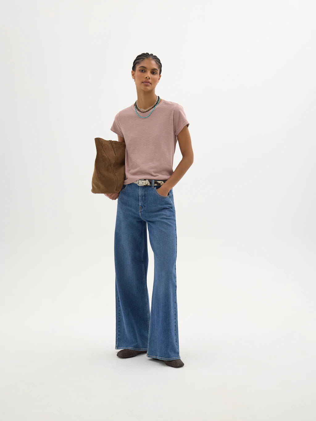 Slim Fit Slub Crew T-Shirt - Rosewood Pink