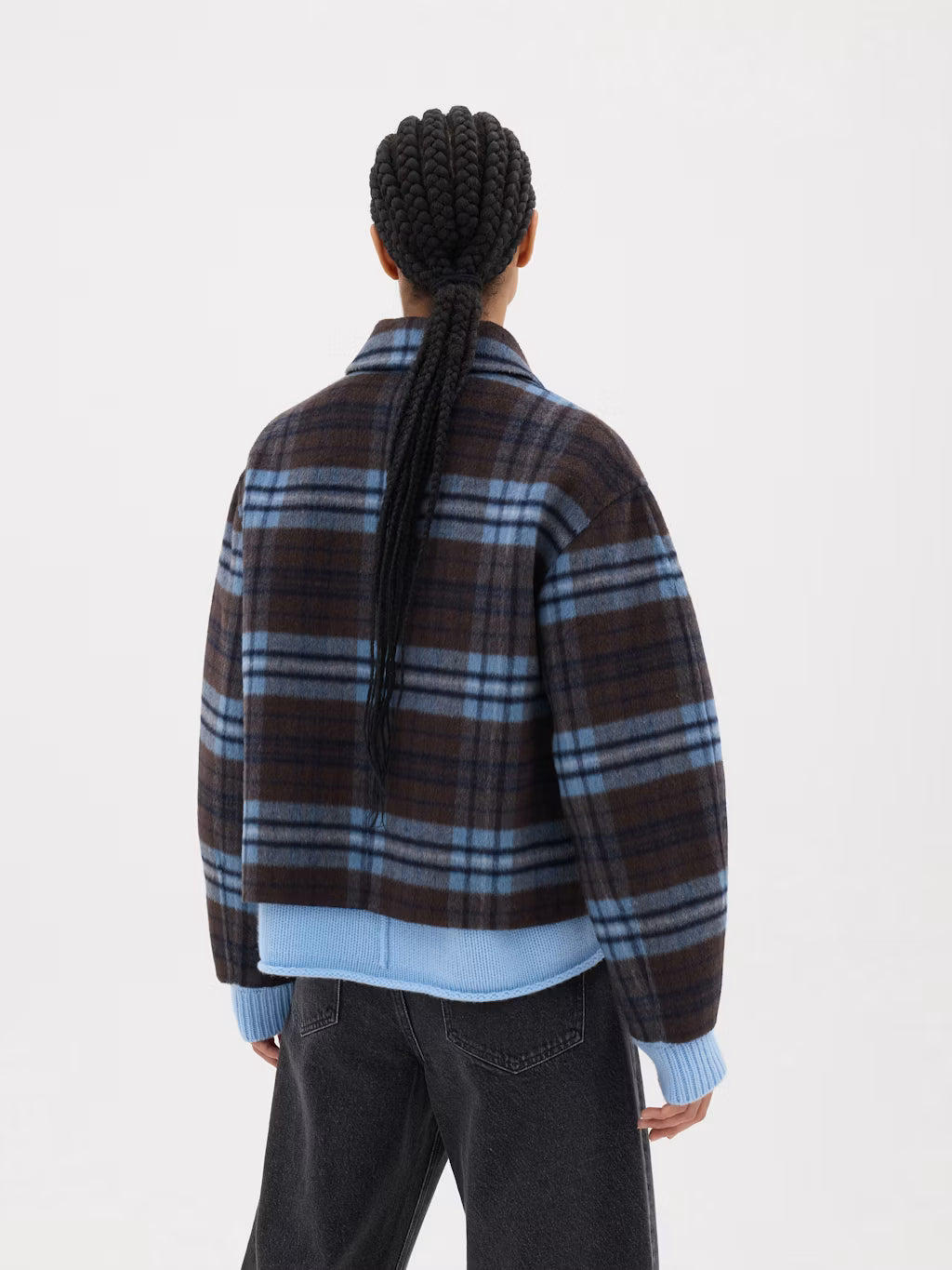 Rix Double Faced Wool Check Jacket - Blue Brown Check