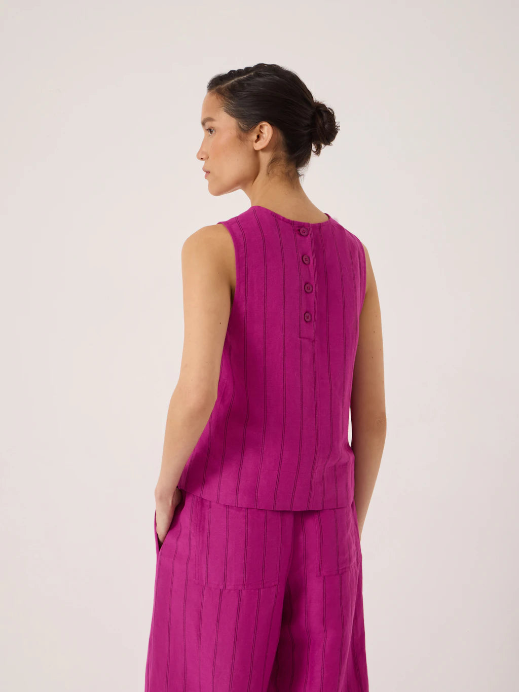 Vera Stripe Linen Blend Shell Top