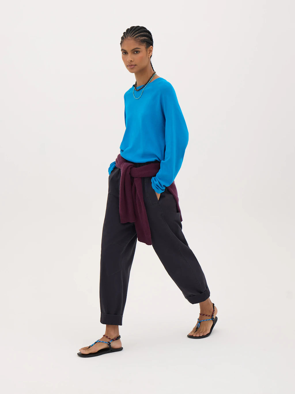 Matilda Raglan Top - Aqua Blue