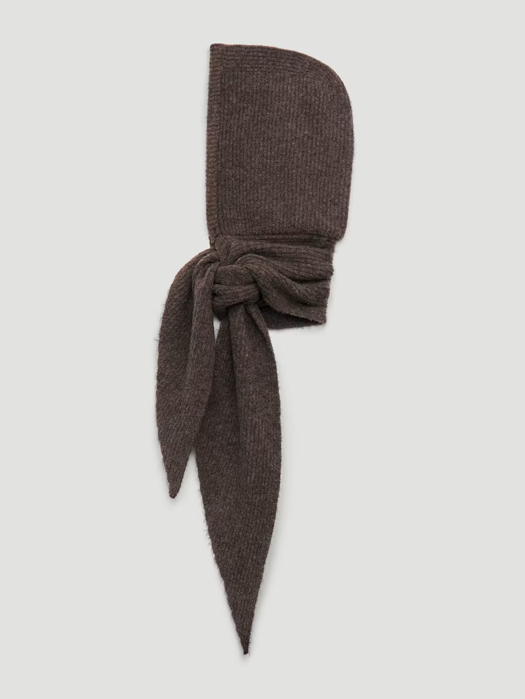 Knitted Hooded Scarf - Light Brown