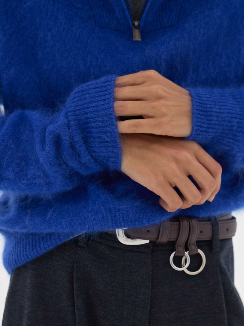 Seraphine Brushed Wool Quarter Zip Jumper - Bright Blue