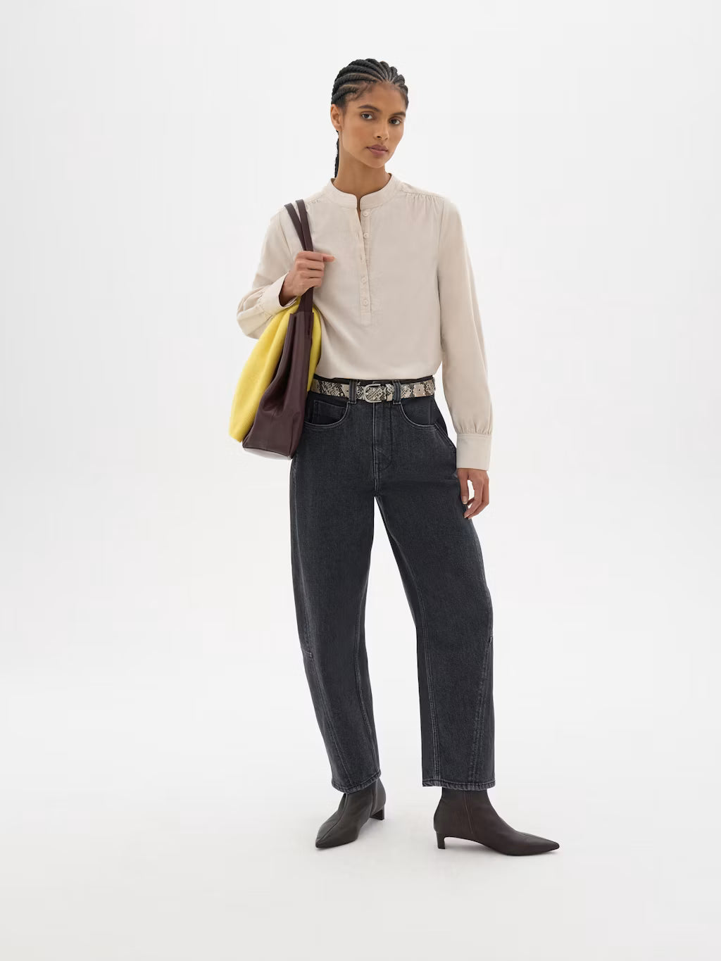 Cyra Long Sleeve Corduroy Blouse - Stone White