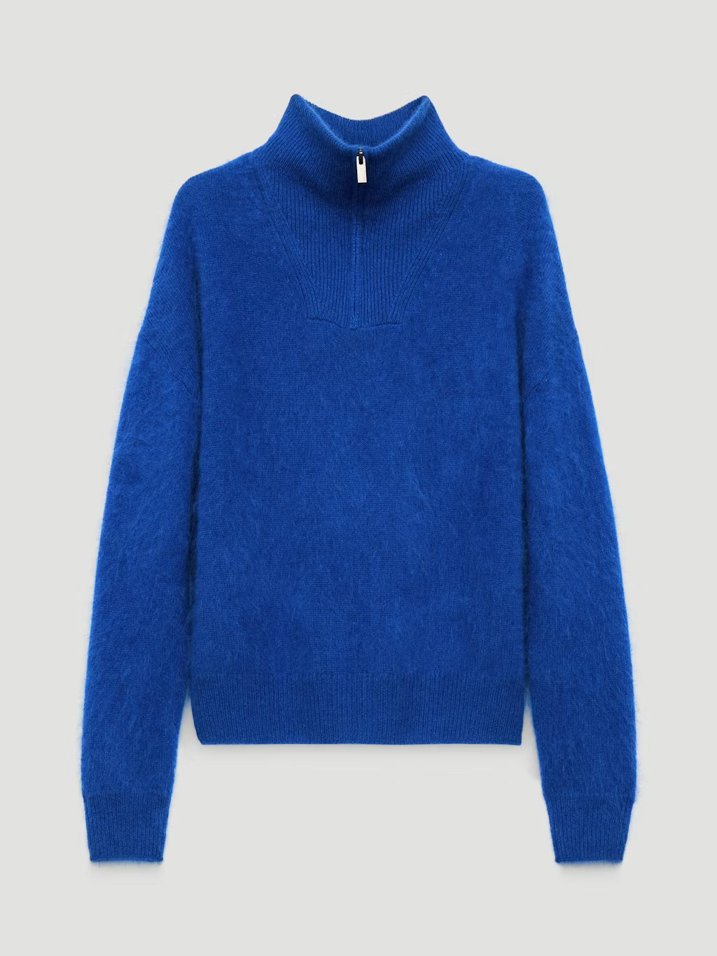 Seraphine Brushed Wool Quarter Zip Jumper - Bright Blue