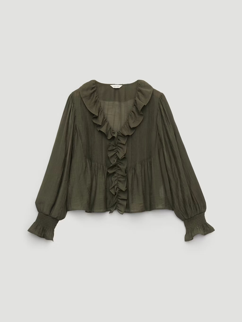 Koa Long Sleeve Crinkle Blouse - Khaki