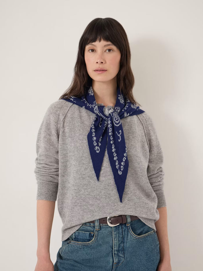 Navy paisley triangle scarf.