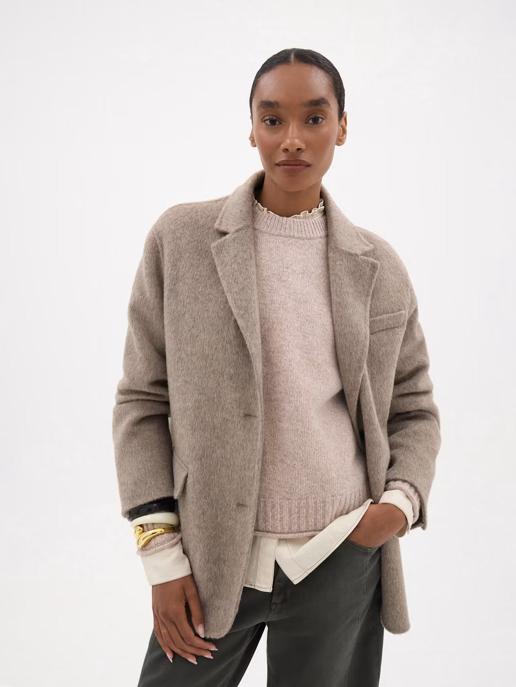 Simeron Pure Wool Double Faced Blazer - Oatmeal Marl