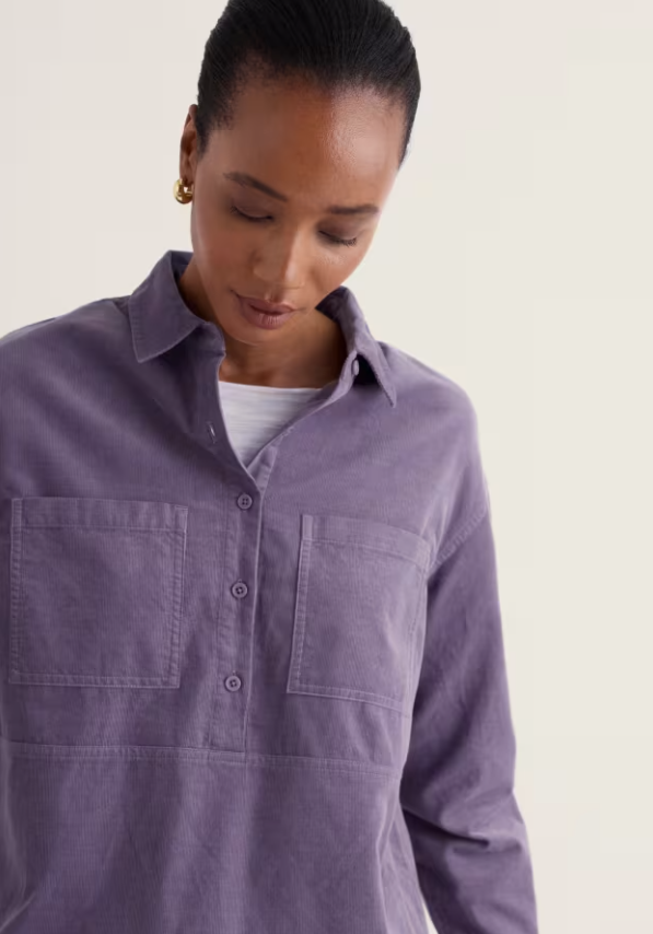 Coppice Shirt-Style Cord Tunic - Echium