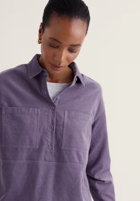 Coppice Shirt-Style Cord Tunic - Echium