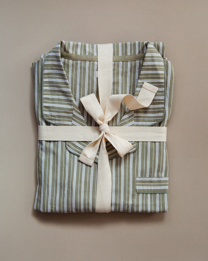 The Classic Poplin PJ Set - Pistachio Stripe
