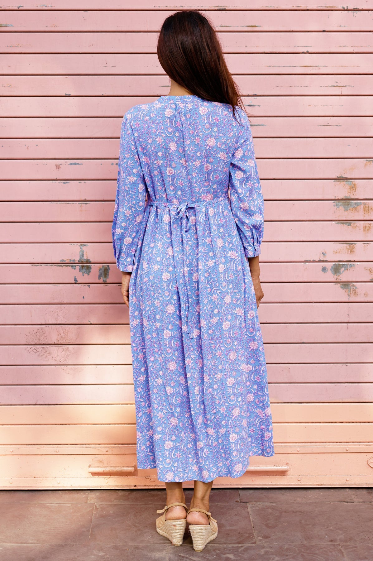 Mara Rayon Dress - Blue/Pink
