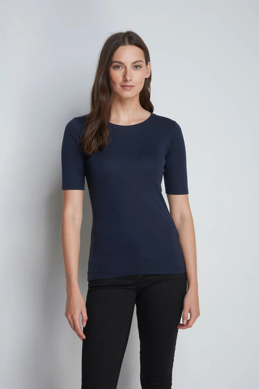 Half Sleeve Crew Neck Cotton Modal Blend T-shirt Navy