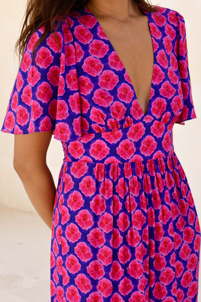 Sylvie EcoVero Dress - Blue/Pink