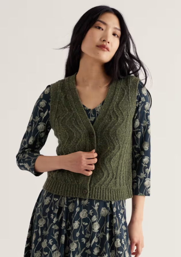 Soft olive knitted button down tank top.
