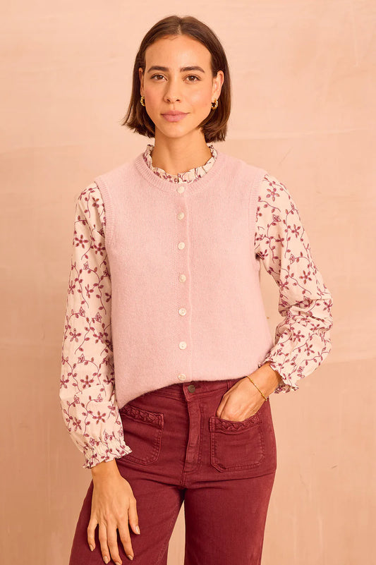 Alpaca Blend Gilet - Dusty Pink