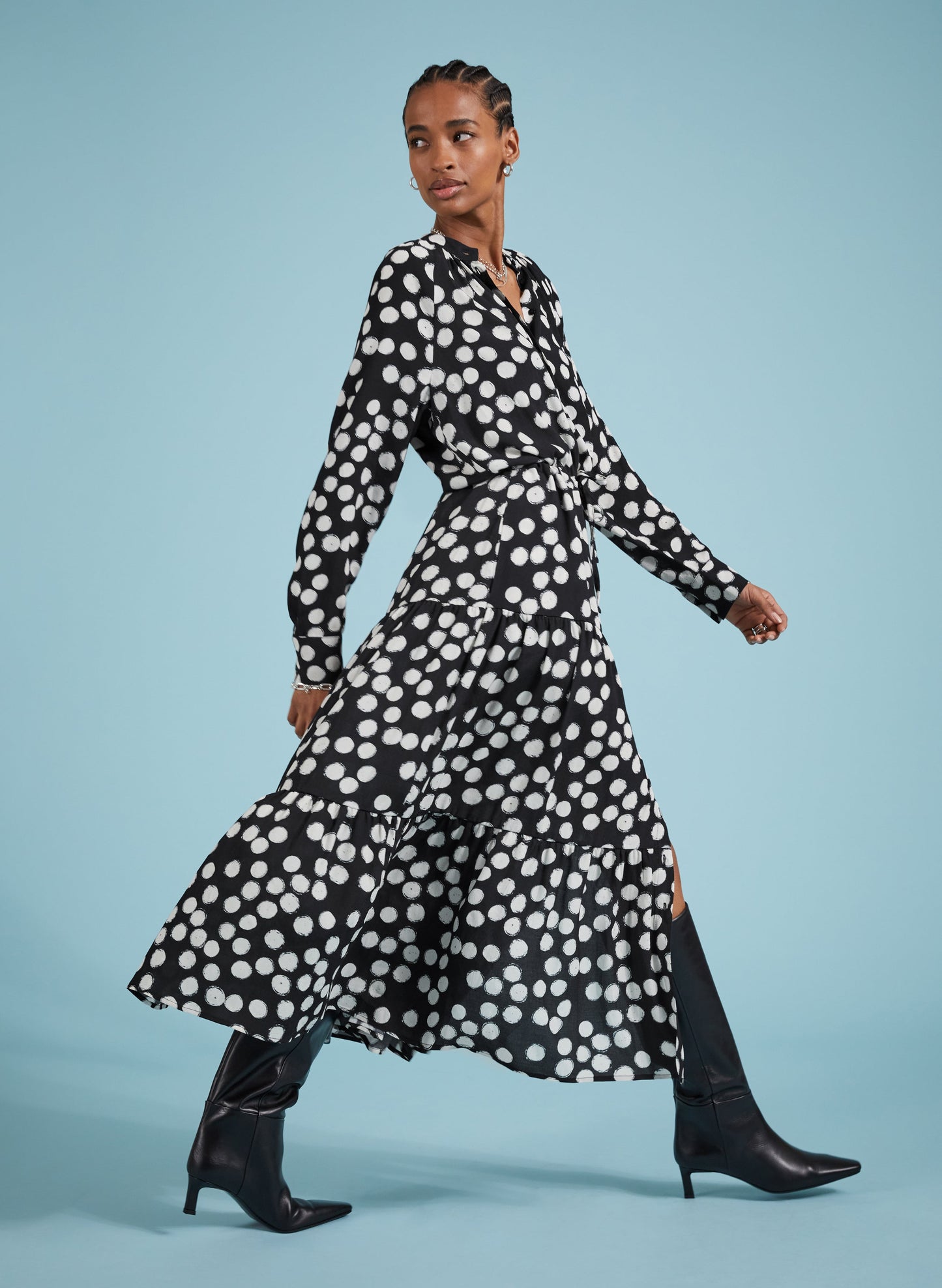 Cornelia Maxi Shirt Dress / Black Painted Polka