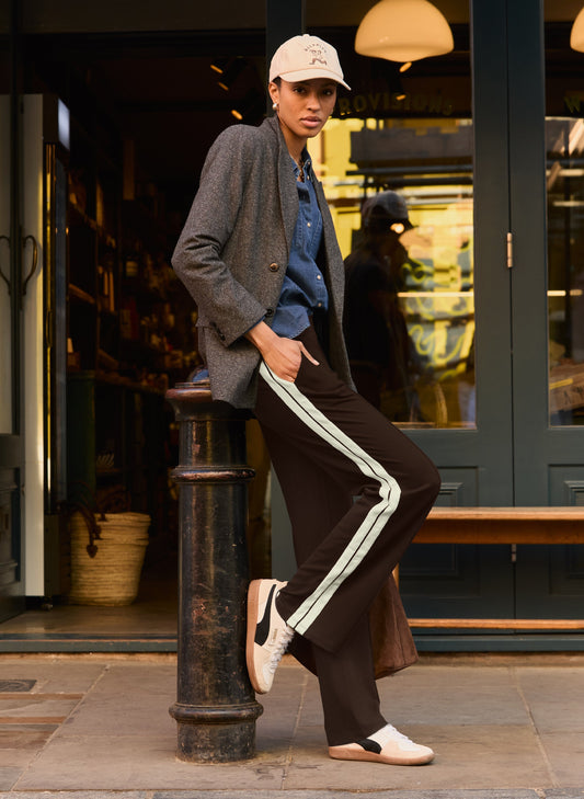 Petite Tippi 2.0 Side Stripe Trousers / Dark Chocolate & Cream Stripe
