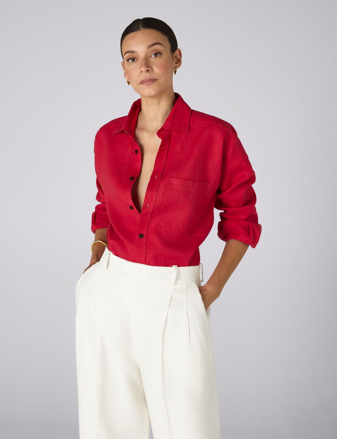 Red hemp shirt.