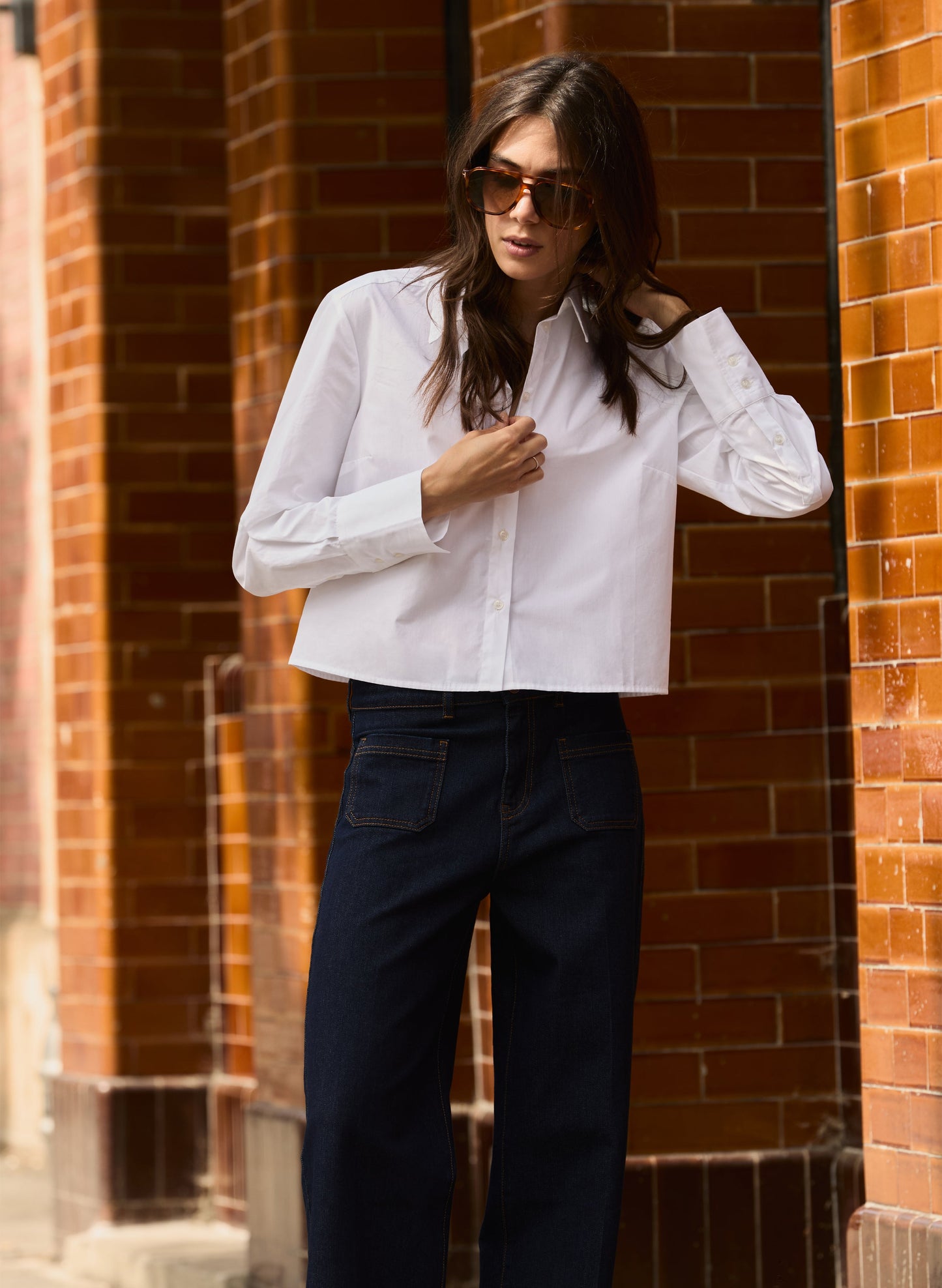 Corey Organic Cotton Cropped Shirt / Pure White