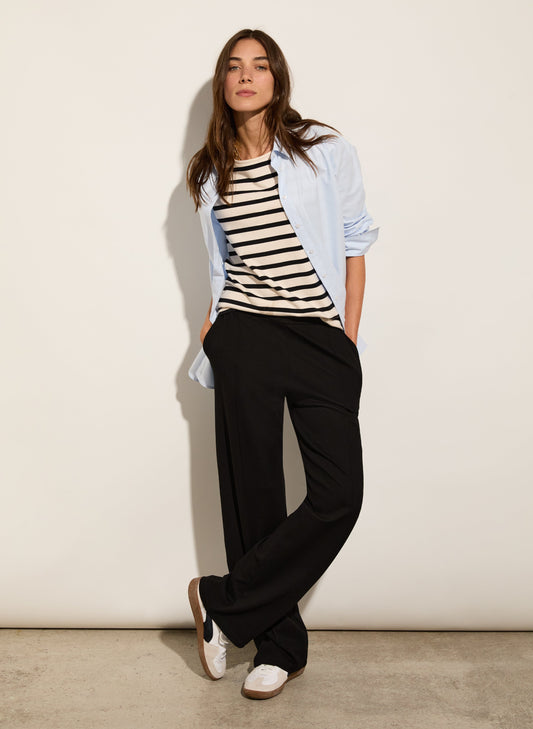 Petite Marian Ponte Wide Leg Trousers / Caviar Black