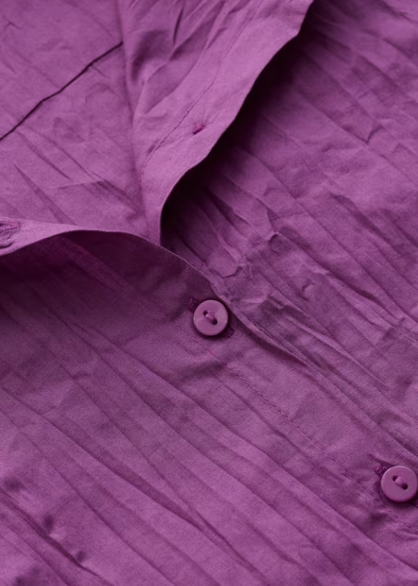 Larissa Plain Shirt in Crinkled Organic Cotton - Purple Coral