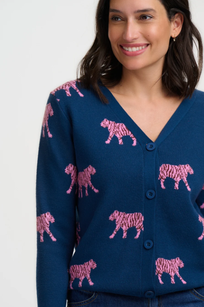 Jennifer Cardigan - Teal Tiger