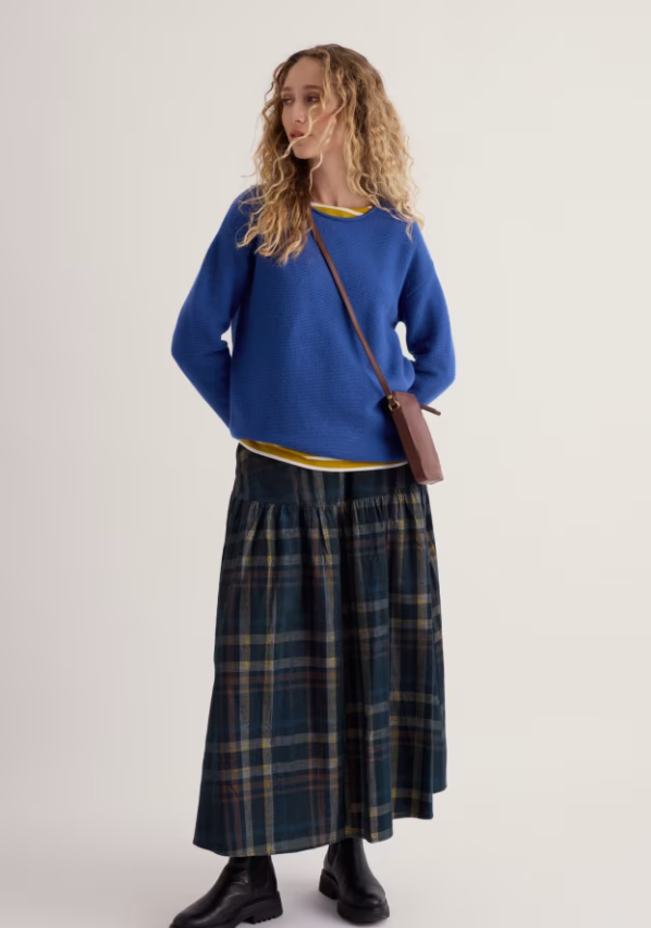 Cobalt blue jumper.