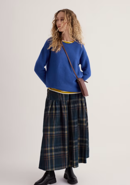 Cobalt blue jumper.