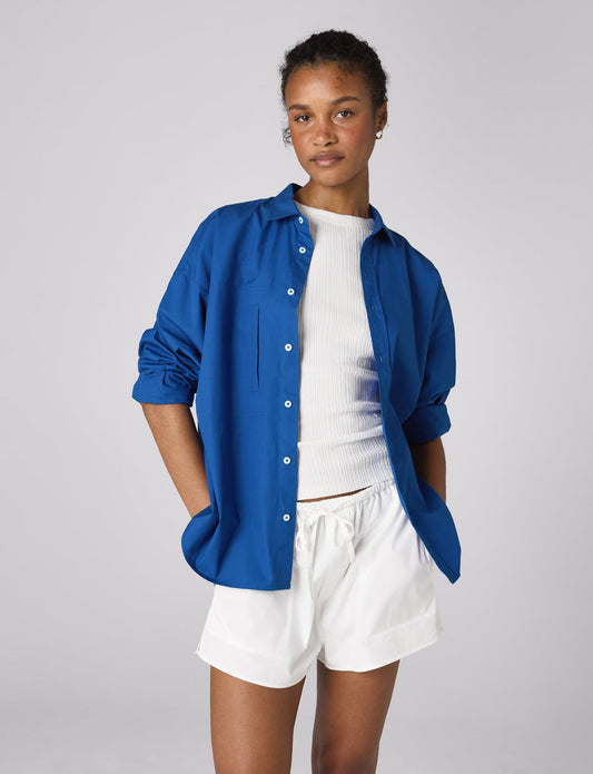 Soller Shirt: Fine Poplin, Cobalt Blue x Lucy Williams