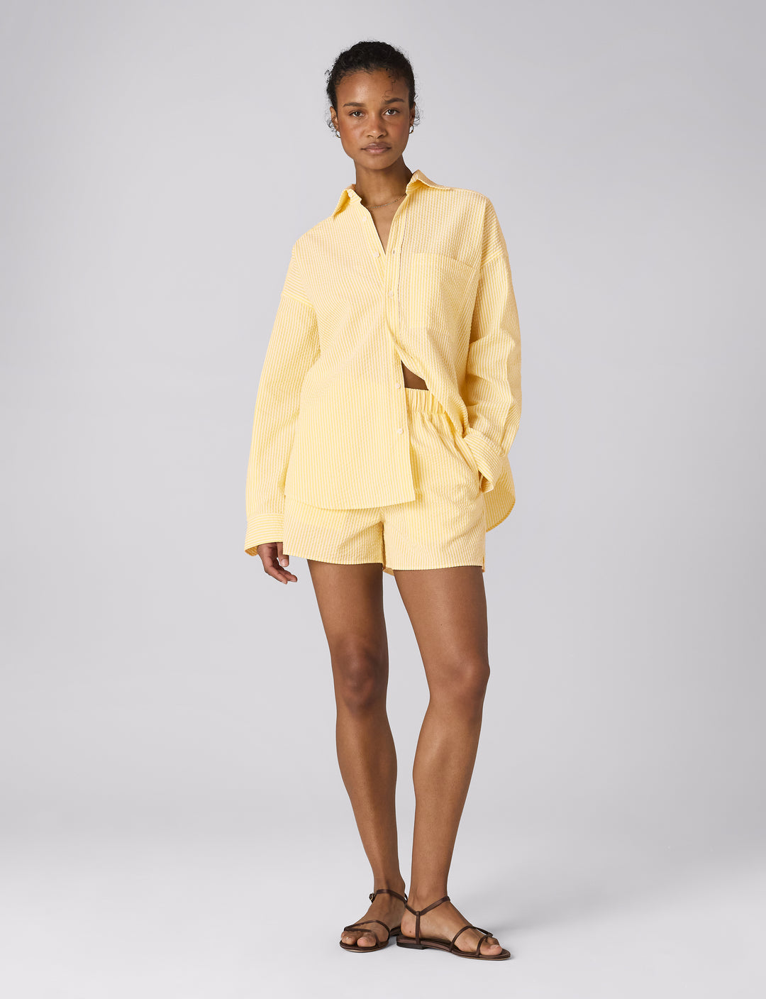 The Boxer: Seersucker, Yellow Stripe
