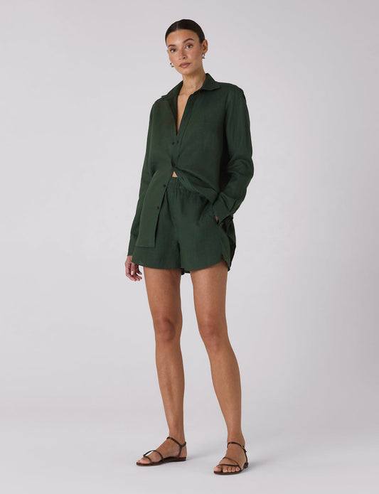 The Boxer: Linen, Hunter Green