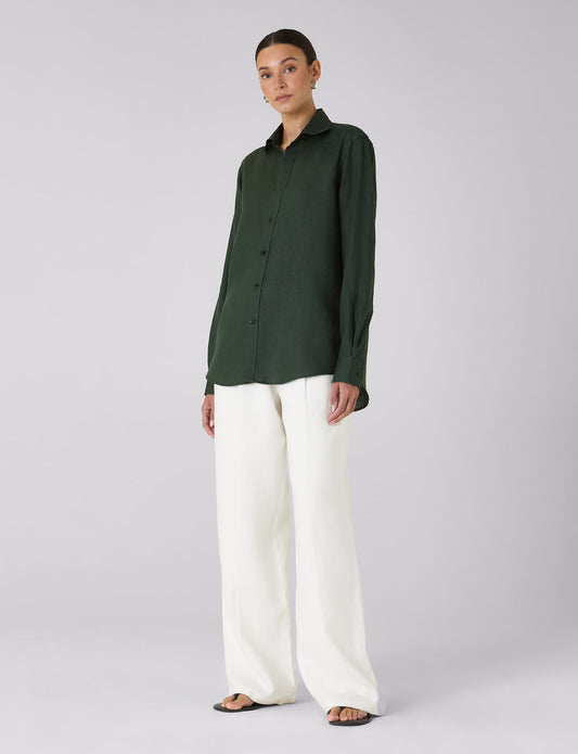 The Boyfriend: Linen, Hunter Green