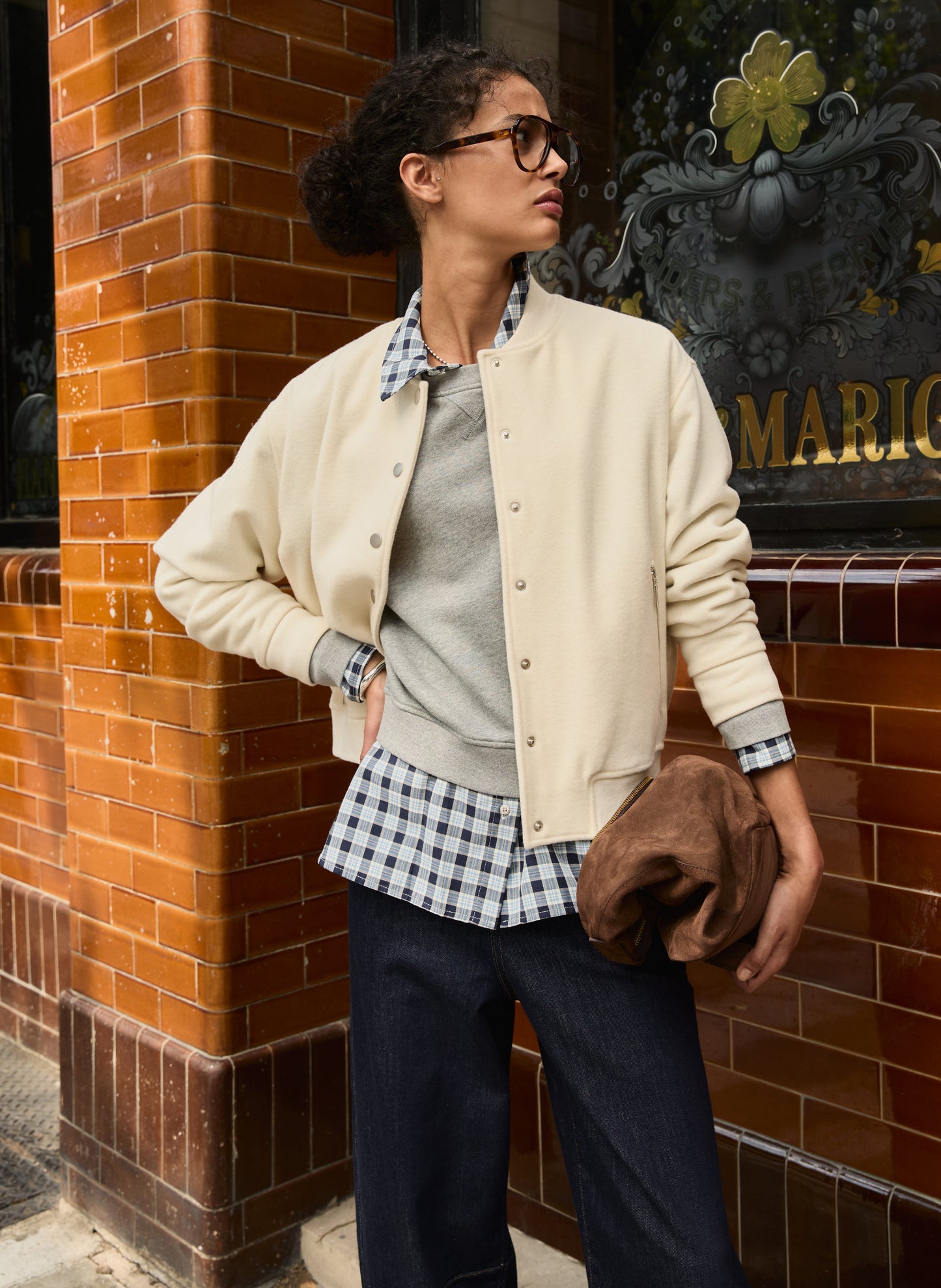 Antonia Wool Blend Bomber Jacket / Soft White