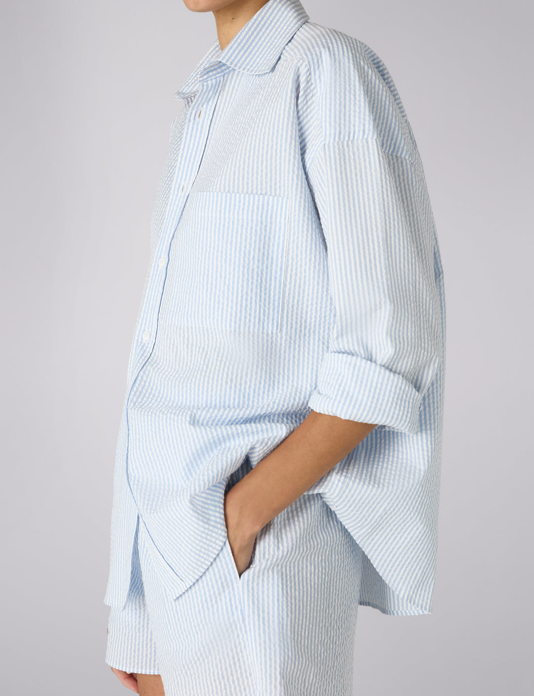The Weekend: Seersucker, Rain Blue Stripe