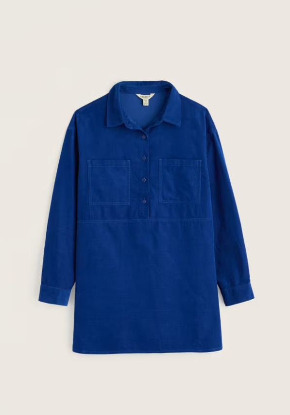 Coppice Shirt-Style Cord Tunic -  Bright Marine