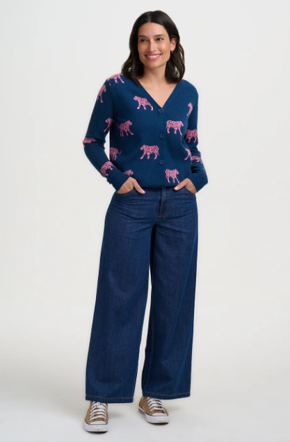 Jennifer Cardigan - Teal Tiger