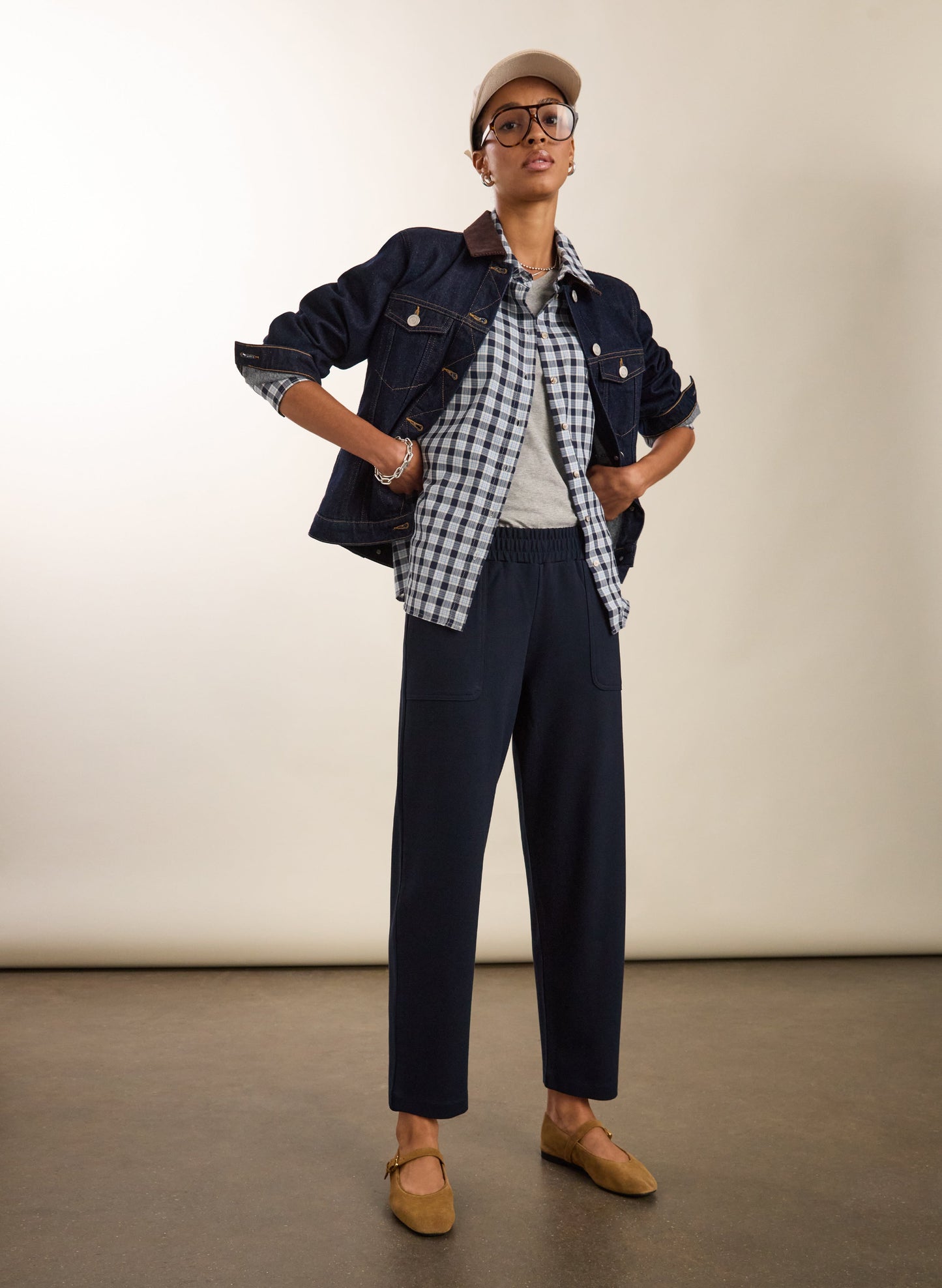 Billie Ponte Carrot Leg Trousers / Classic Navy