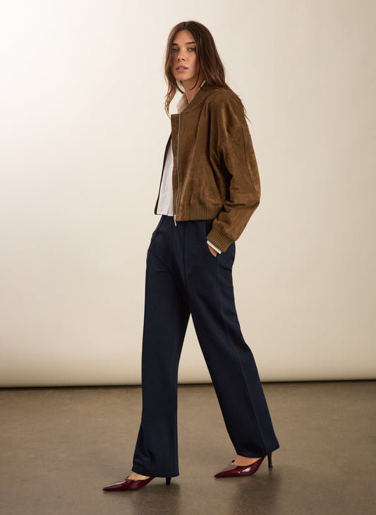 Marian Ponte Wide Leg Trousers / Classic Navy