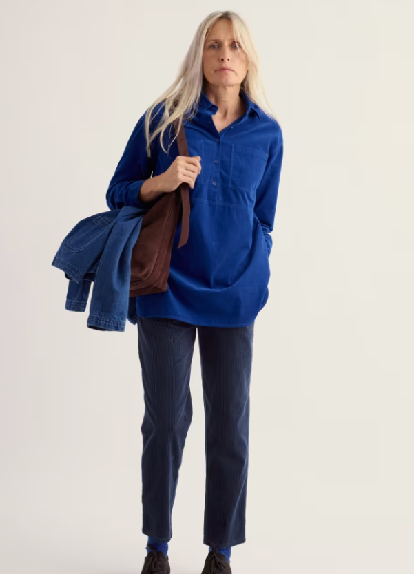 Coppice Shirt-Style Cord Tunic -  Bright Marine