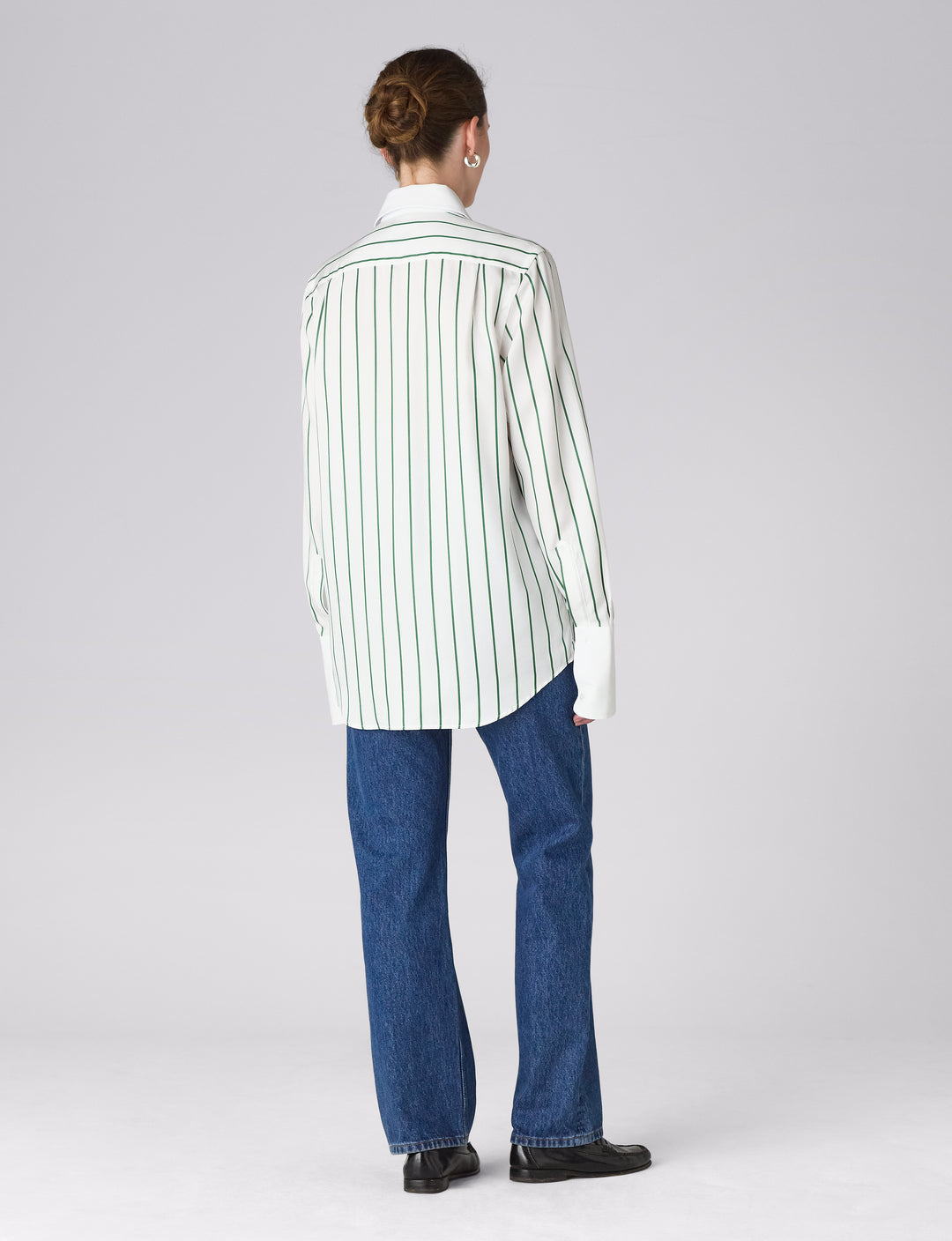 The Boyfriend Contrast Exaggerated Cuff and Collar: Green Wide Stripe