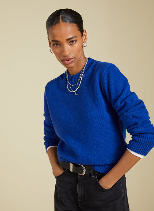 Zucca Wool Blend Crew Neck Jumper Cobalt Blue