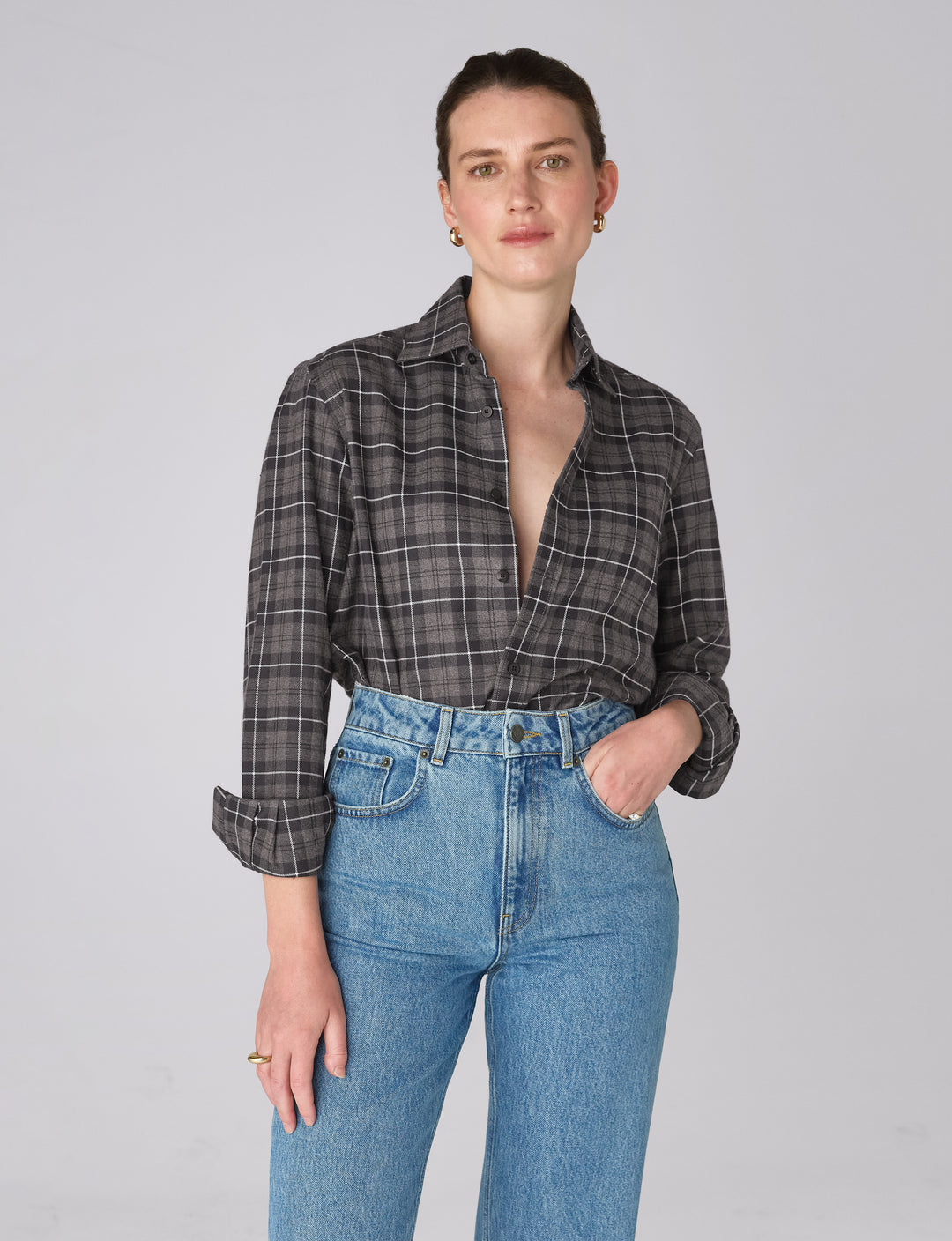 The Boyfriend: Fine Brushed, Grey and Black Check