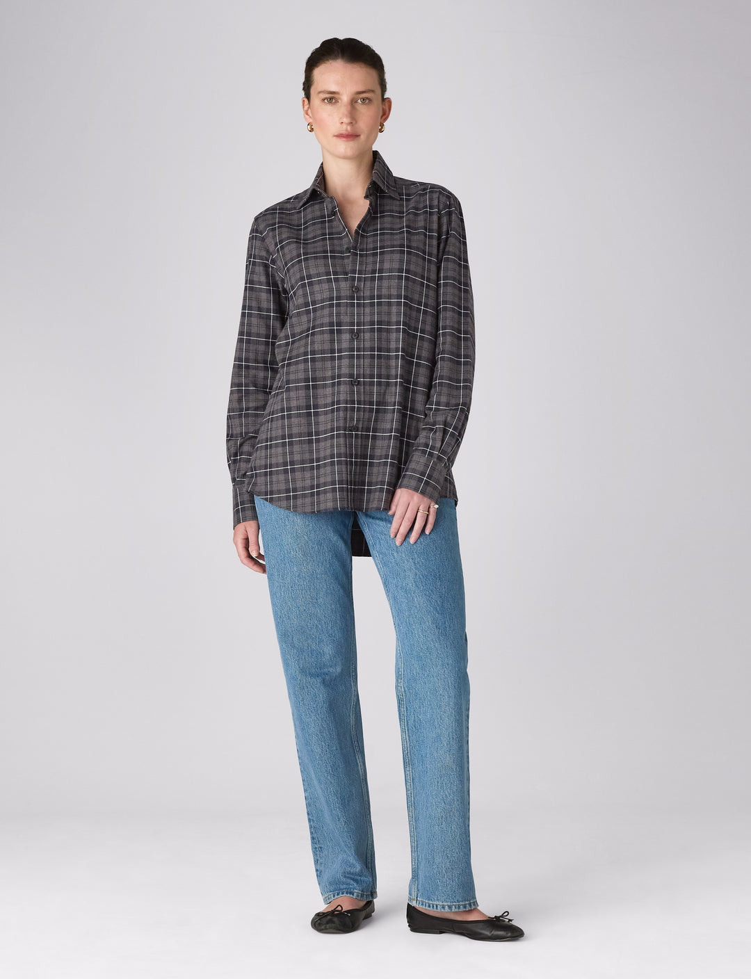 The Boyfriend: Fine Brushed, Grey and Black Check
