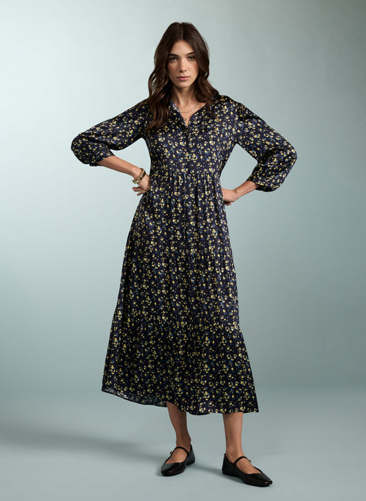 Purnita Dress Blue Blurred Ditsy