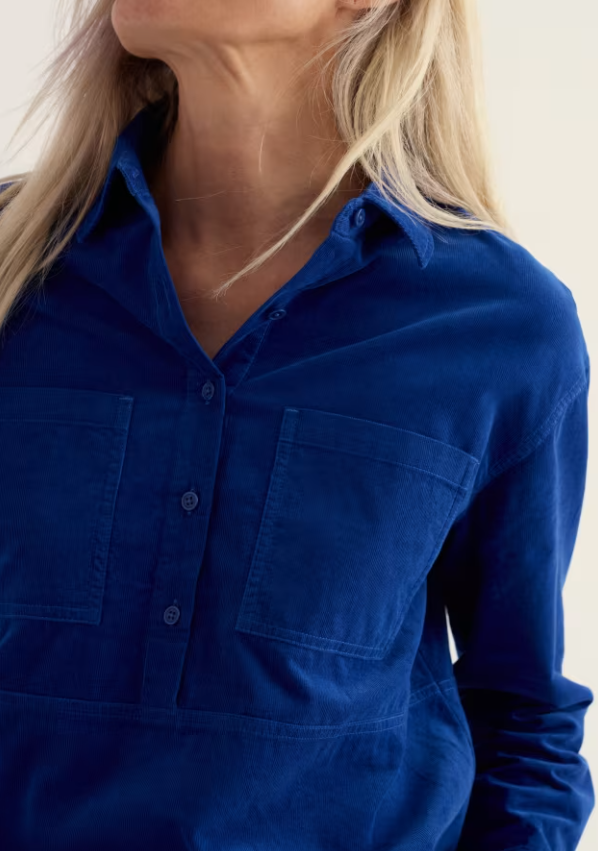 Coppice Shirt-Style Cord Tunic -  Bright Marine