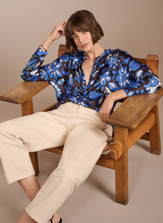 Gloria Blouse Blue Floral Saraca