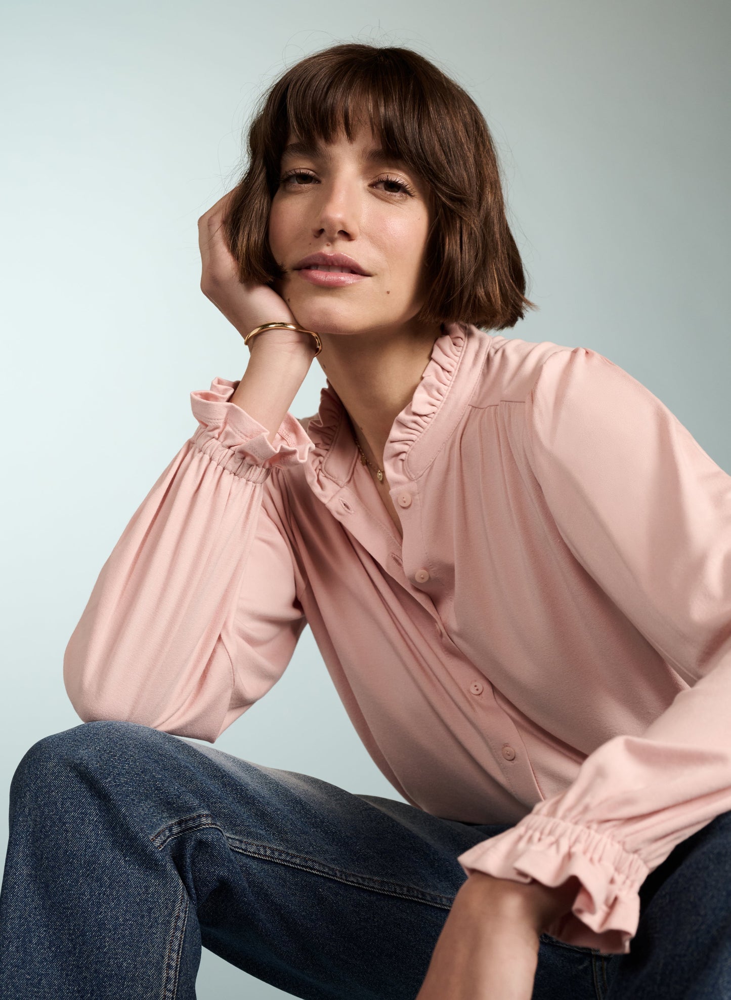 Sima Frill Detail Blouse Powder Pink